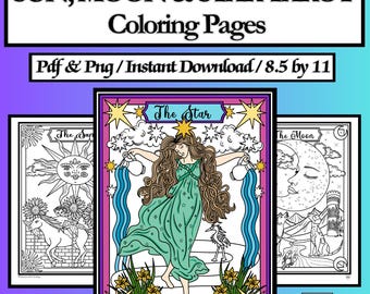 SUN,MOON & STAR Tarot Coloring Pages