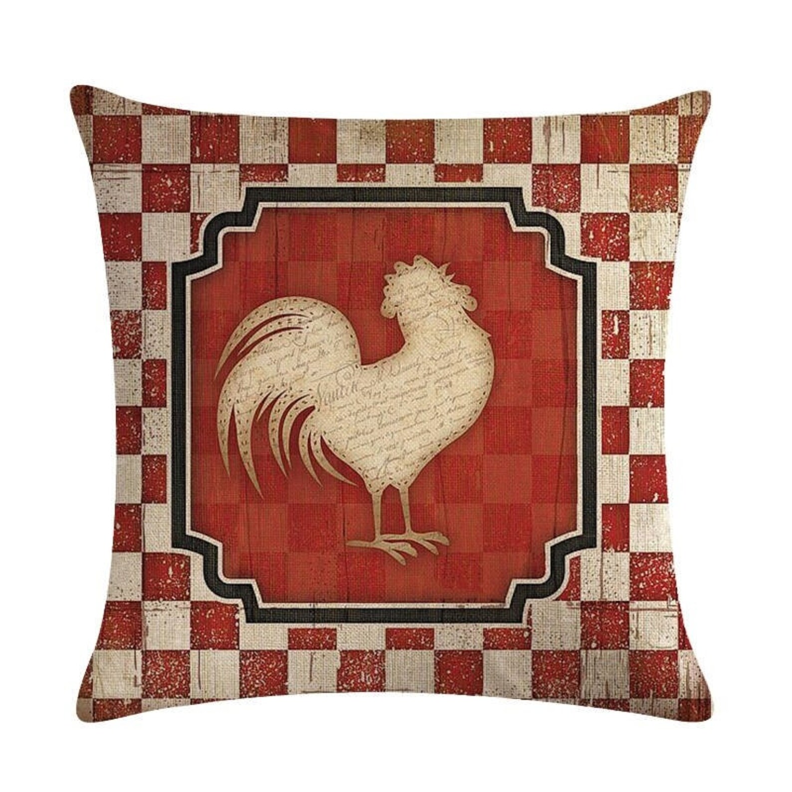 Farmhouse Cushion Cover Rooster Throw Pillow cover Retro Etsy