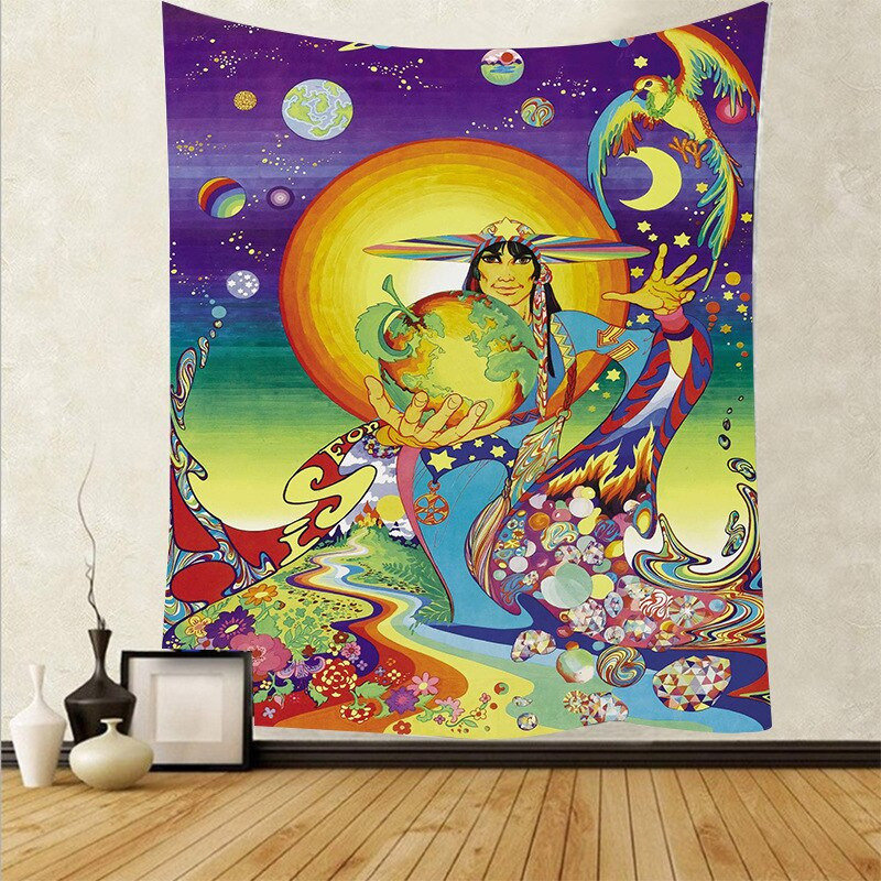 Psychedelic Art Wall Tapestry Hippie Abstract Art Wall Etsy