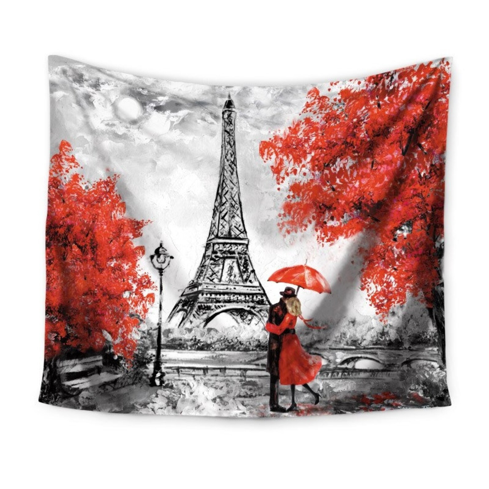 Paris Tapestry Eiffel Tower Wall Tapestry Romantic Love Art Etsy