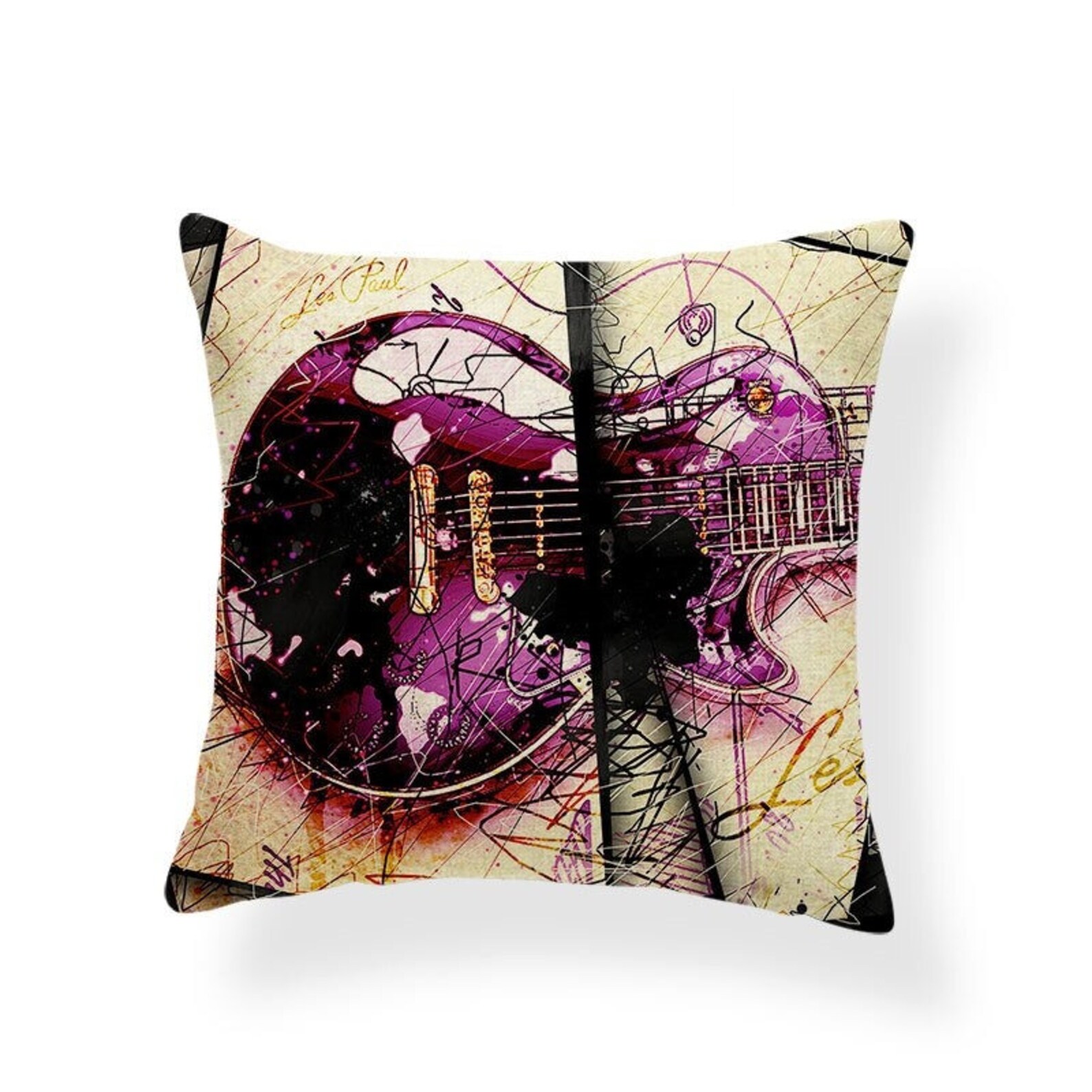 Guitar Pillow Cover Music Cushion Cover Decorative Throw Etsy