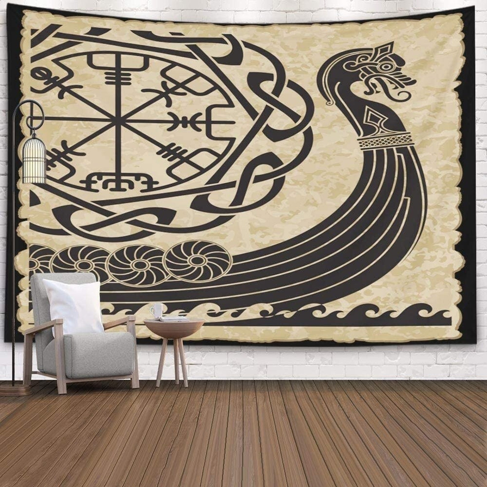 Viking Tapestry Wall Hanging Vikings Symbols Norse Runes Etsy