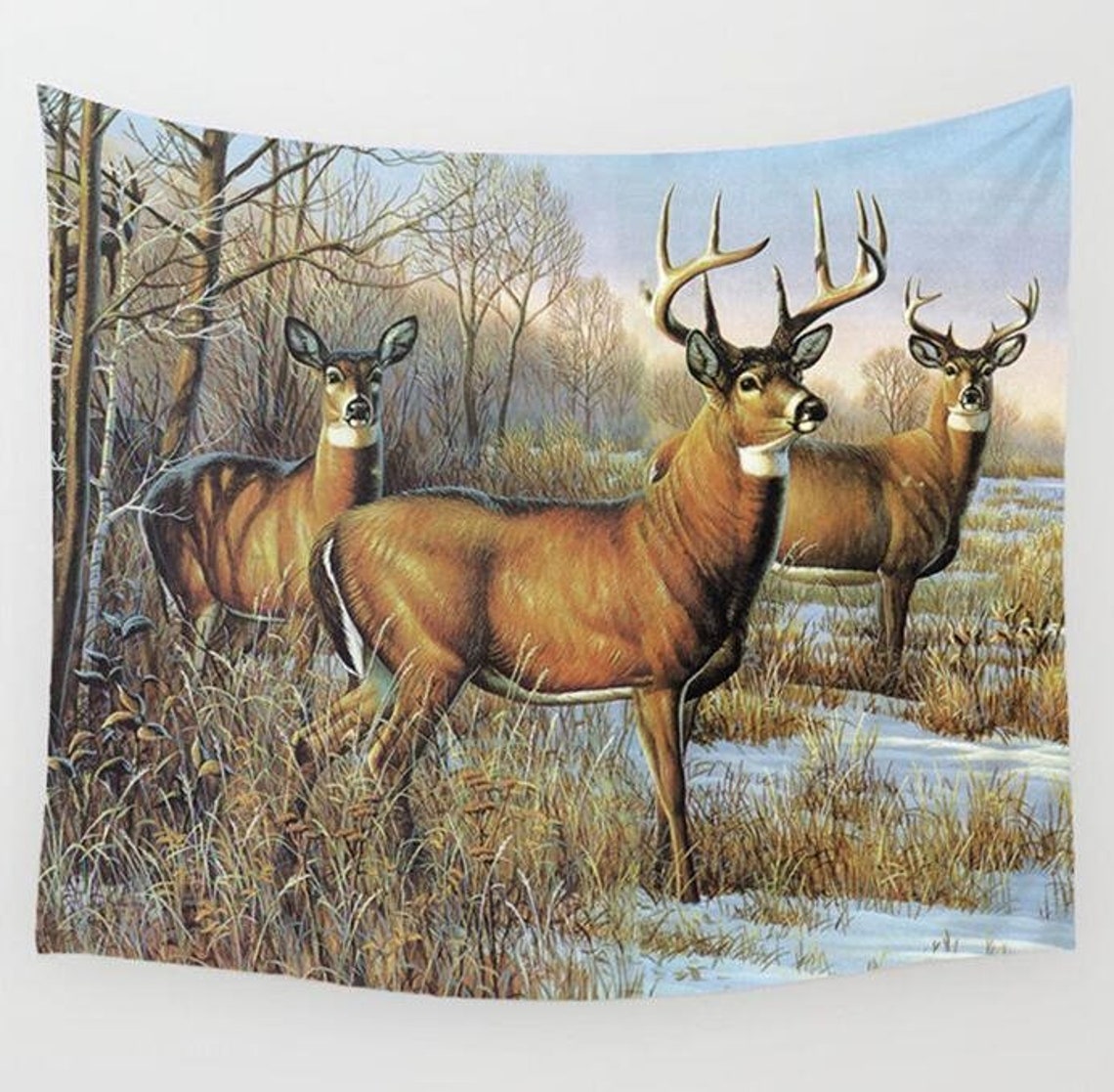 Deer Tapestry Wall Hanging Elk Deer Wall Art Tapestries Etsy