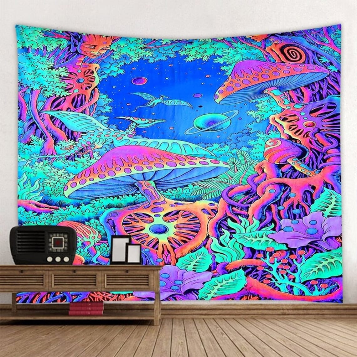 Magic Mushroom Wall Tapestry Psychedelic Wall Hanging Hippie Etsy