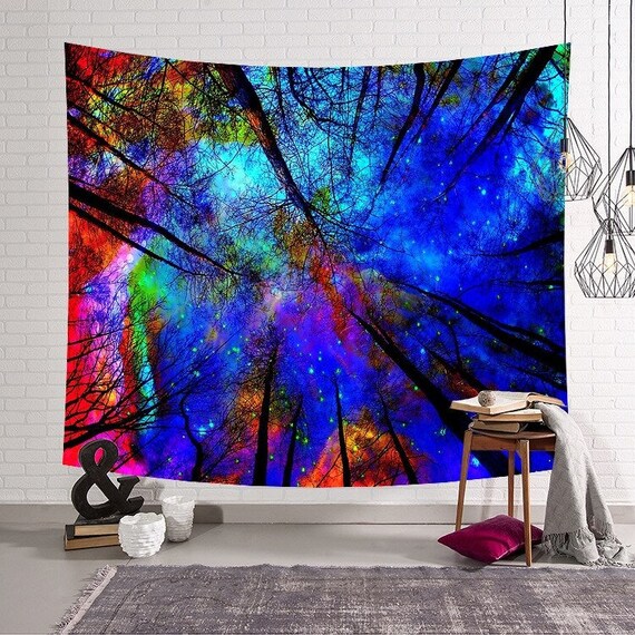 Wall Tapestry Forest Trees and Sky Colorful Art Wall Hanging | Etsy