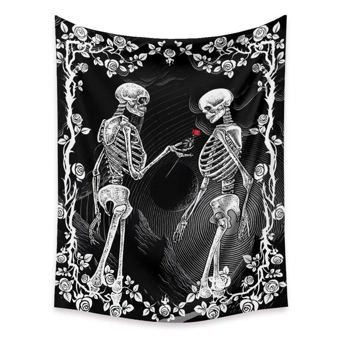 Skull Tapestry Skeleton Lovers Wall Tapestry Black Tapestries Etsy