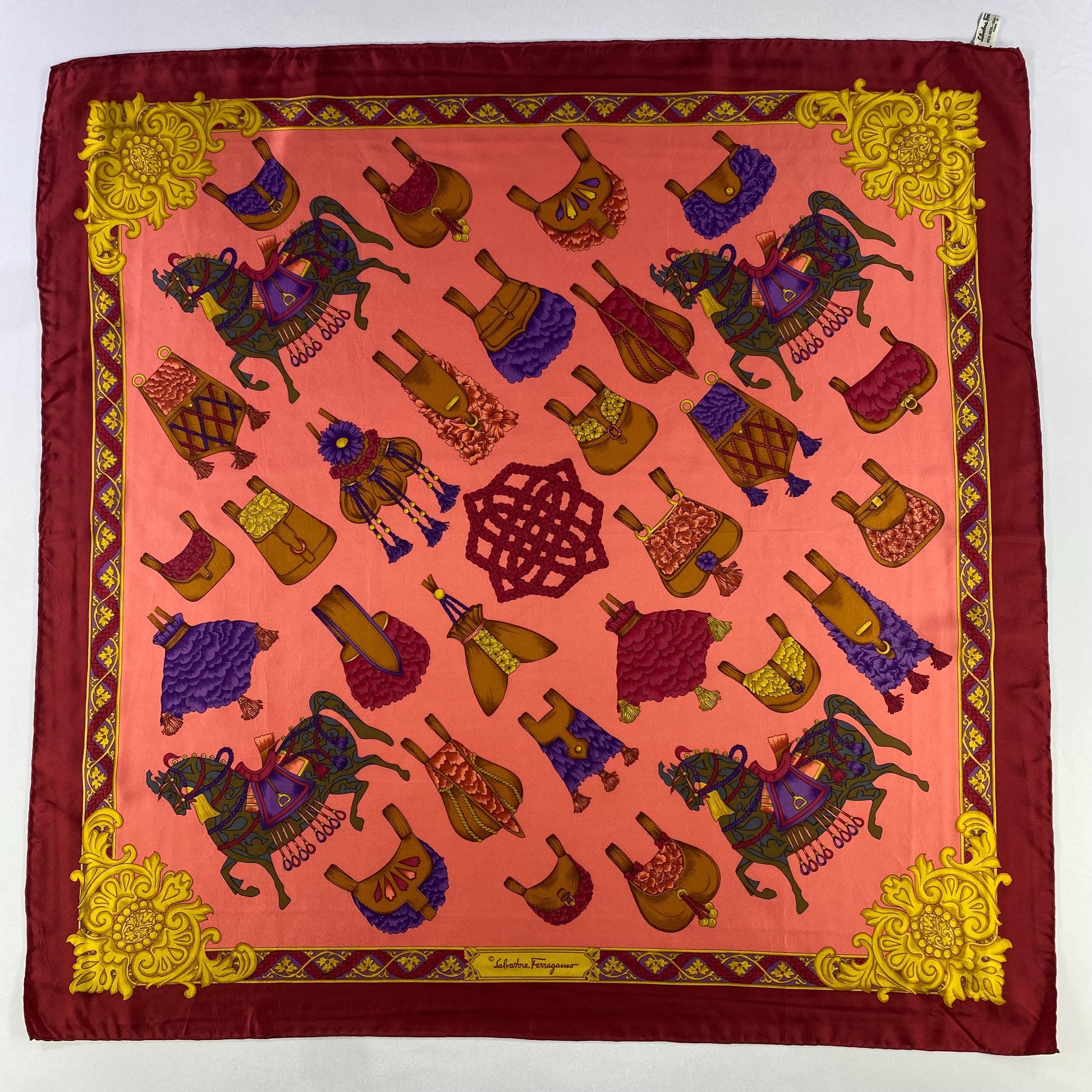 超レアヴィンテージ★Ferragamo値下げ ★大判スカーフsilk100% Vintage Salvatore Ferragomo Silk Stole,salvatore Ferragomo Silk