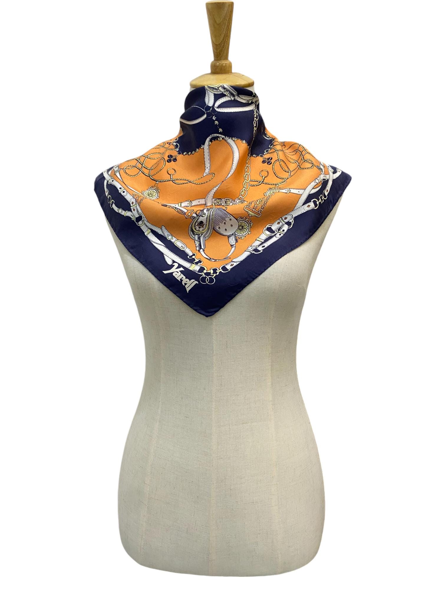 Vintage Yarell Silk Scarf, Twill Silk Scarf, Vintage Silk Muffler, Vintage Neck Scarf, Vintage Neck Accessories, Vintage Italian Silk Scarf