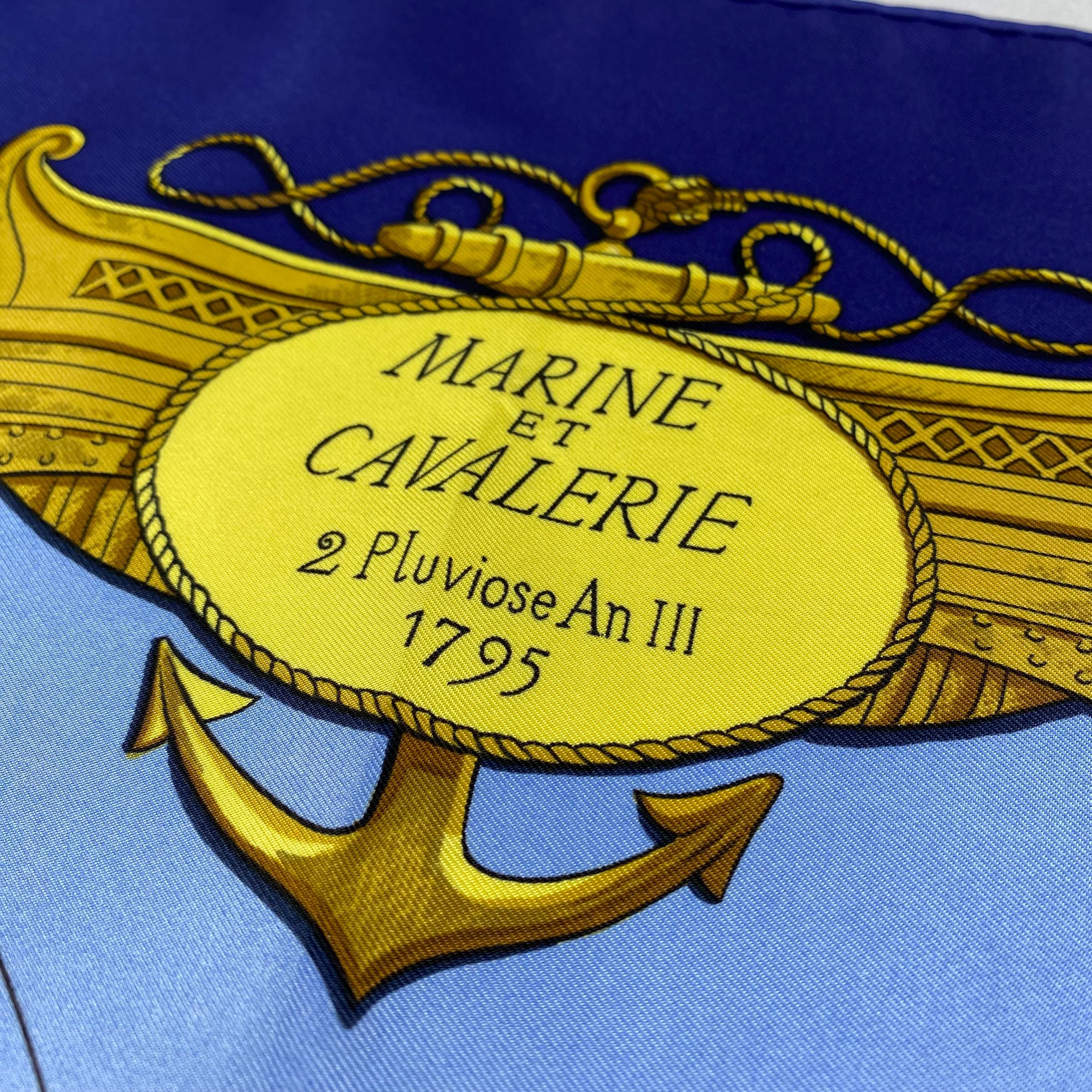 Vintage Hermes Marine Et Cavalerie Silk Scarf Hermes Silk Scarf