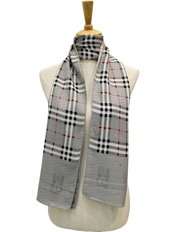 Vintage Burberry Silk Scarf, Burberry Silk Muffler, Vintage