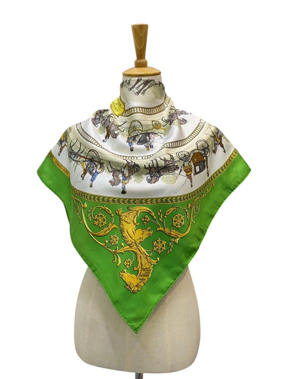 Vintage Hermes La Promenade De Longchamps Silk Scarf Hermes Silk
