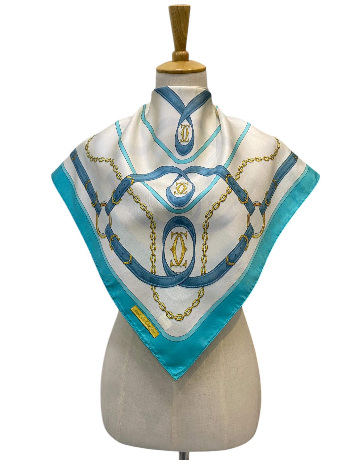 Vintage Cartier Silk Scarf, Must De Cartier Silk Scarf, Vintage