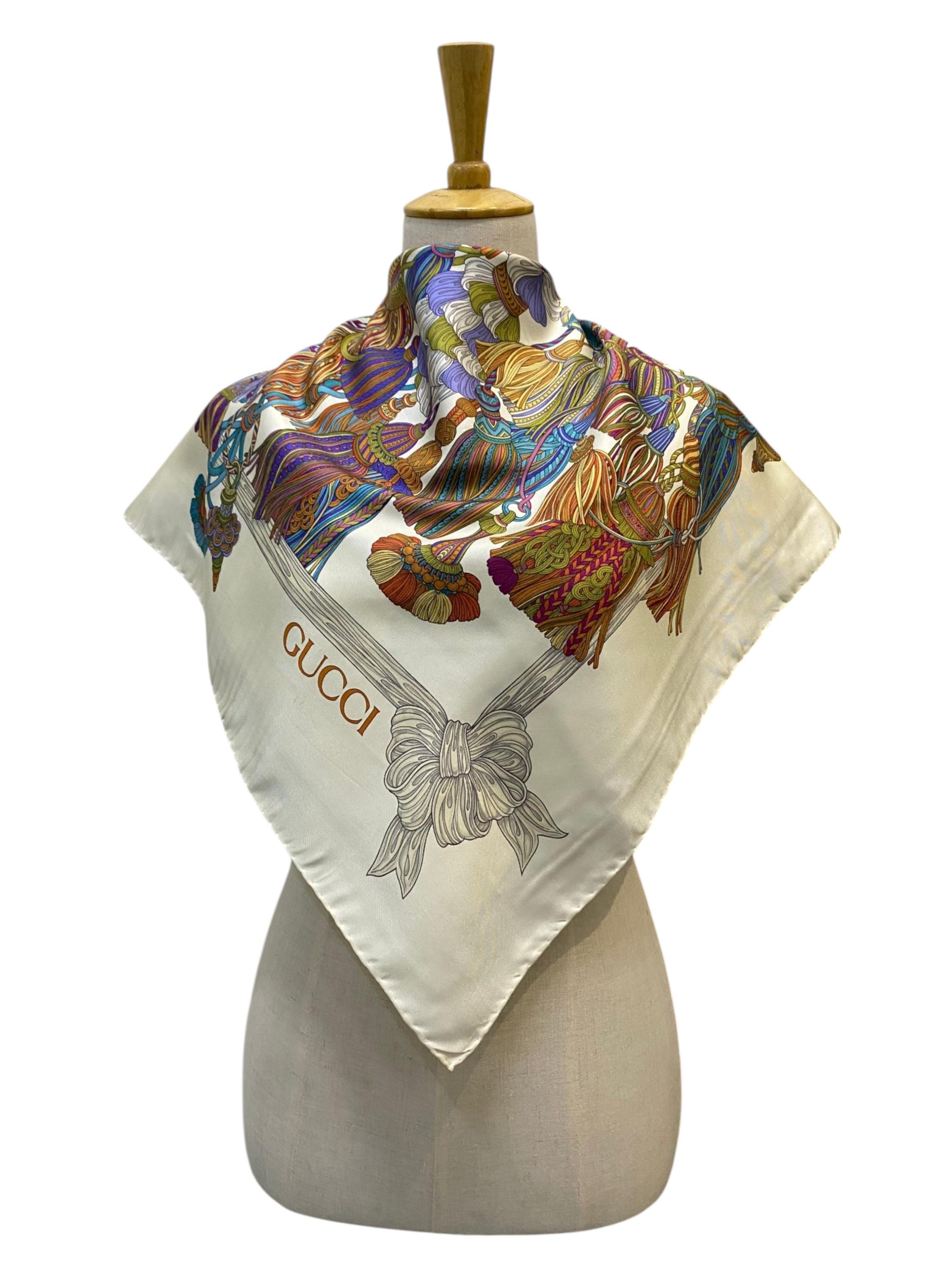Vintage Gucci Silk Scarf Gucci Silk Muffler Gucci Neck Scarf Gucci