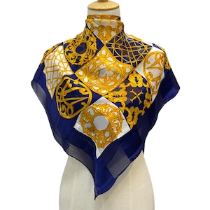 Vintage Lancel Silk Scarf Floral Scarf Foulards Neck Scarf Neckwear Classic Scarves Silk Accessories Women Summer Vintage Abstract Scarves