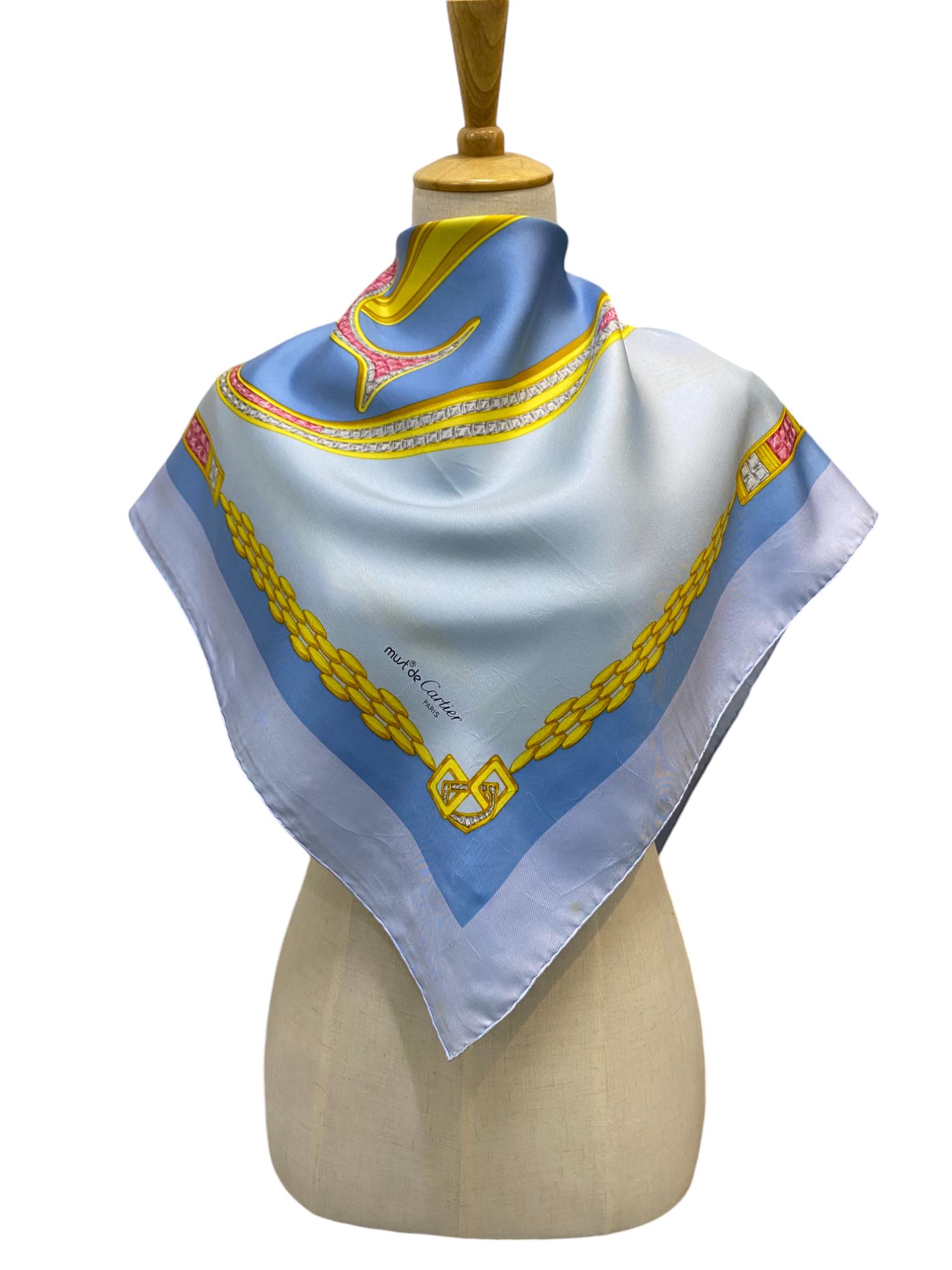 Cartier シルクスカーフ Vintage Cartier Silk Scarf, Must De Cartier Silk Scarf, Vintage