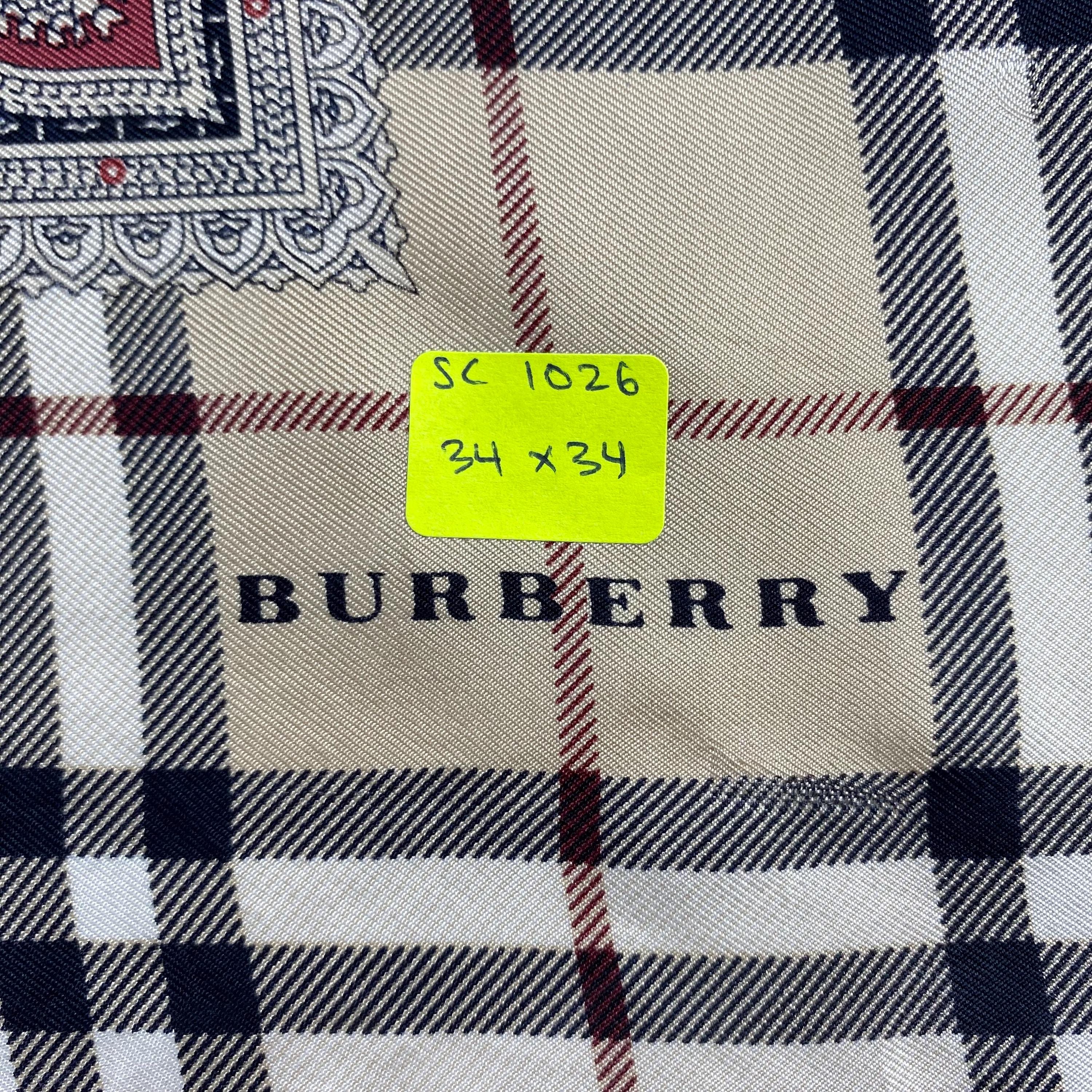 Vintage Burberry Silk Scarf, Burberry Silk Muffler, Vintage