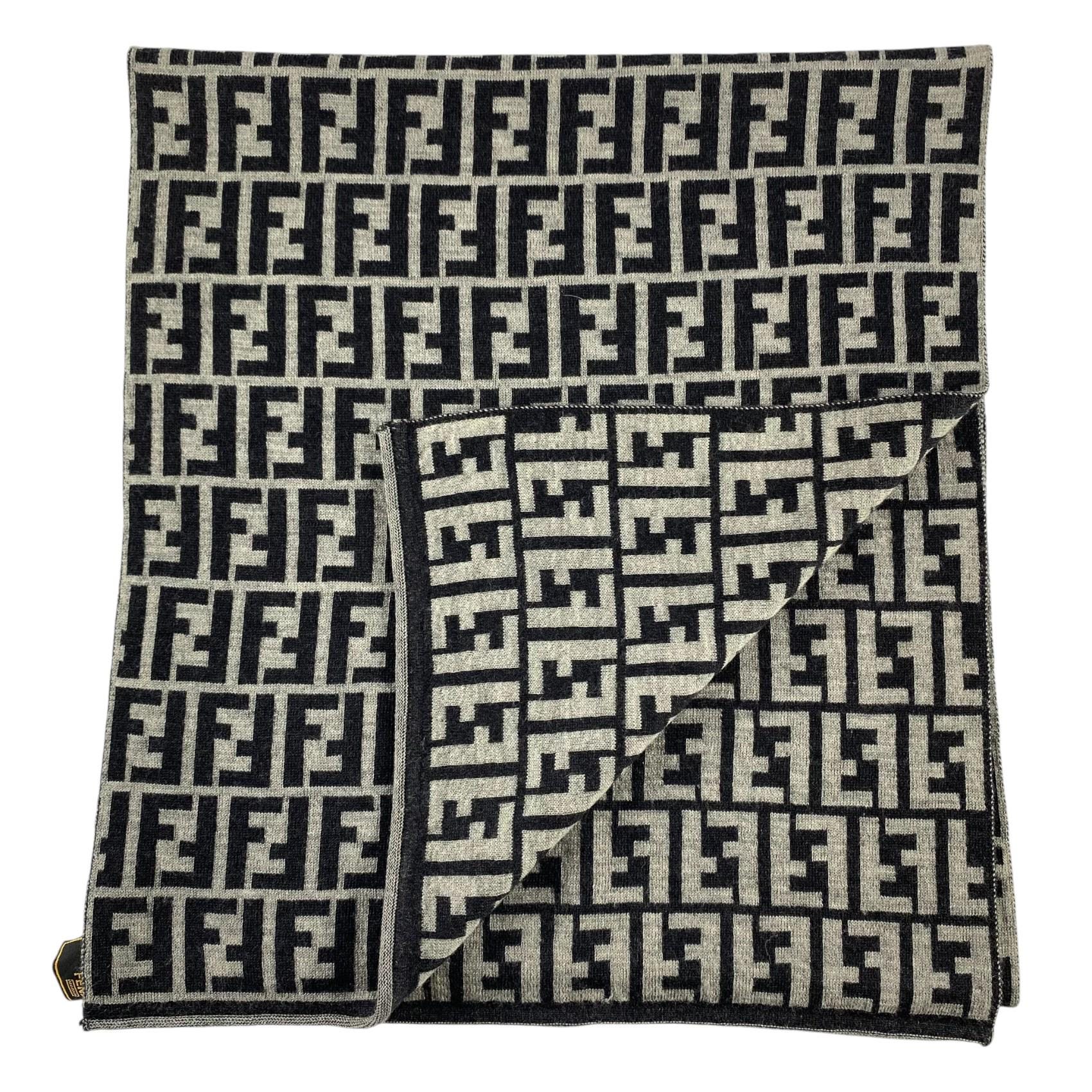 FENDI ウールリブマフラー Vintage Fendi Scarf Roma Italia Fendi Wool Scarf Vintage Fendi