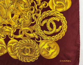 Vintage Chanel Silk Scarf , Chanel Silk Muffler, Vintage Chanel