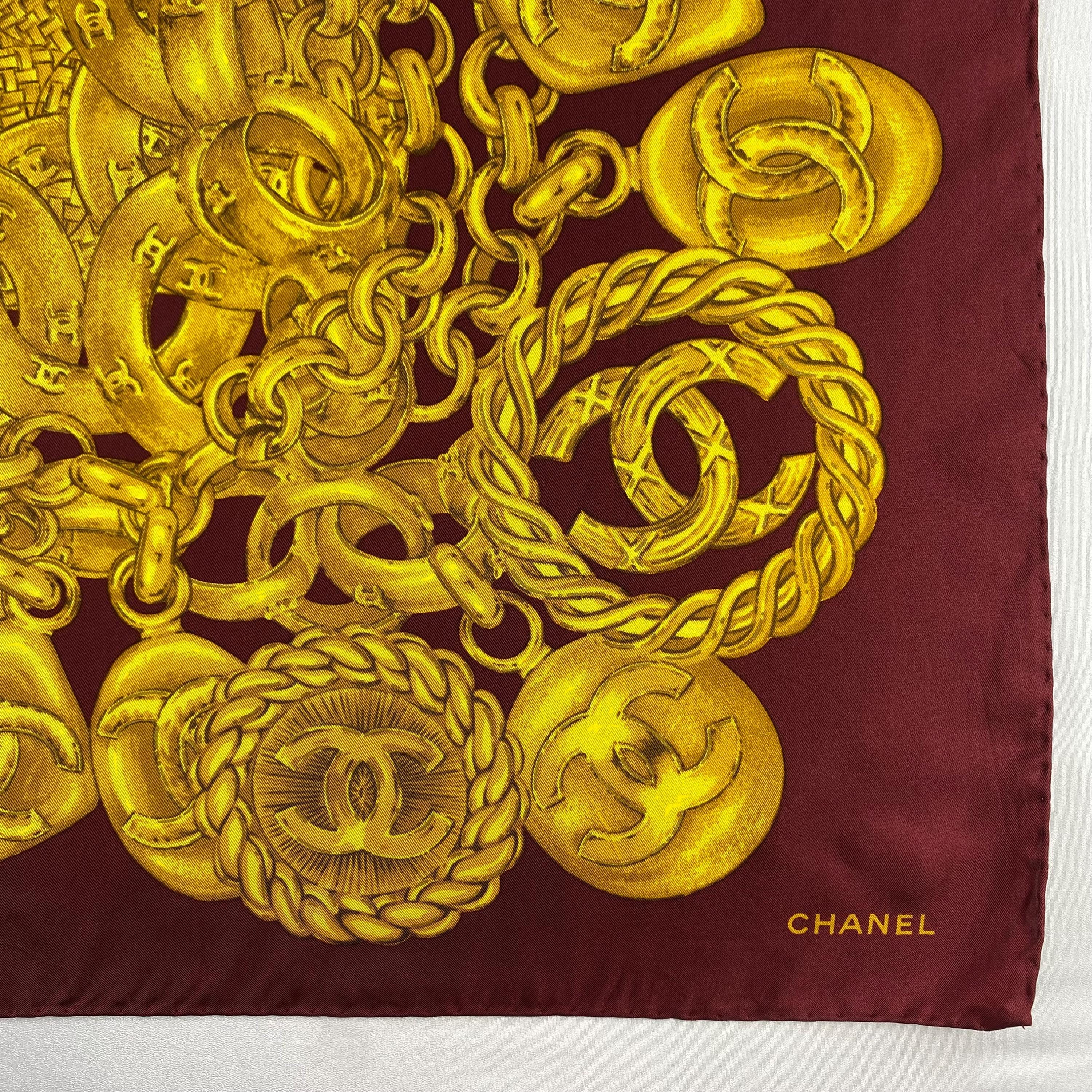 Vintage Chanel Silk Scarf , Chanel Silk Muffler, Vintage Chanel