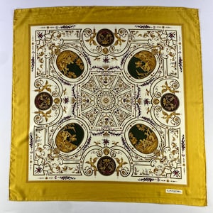 Vintage Lancel Silk Scarf Floral Scarf Foulards Neck Scarf Neckwear Classic Scarves Silk Accessories Women Summer Vintage Abstract Scarves