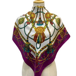 Vintage Lancel Silk Scarf Floral Scarf Foulards Neck Scarf Neckwear Classic Scarves Silk Accessories Women Summer Vintage Abstract Scarves