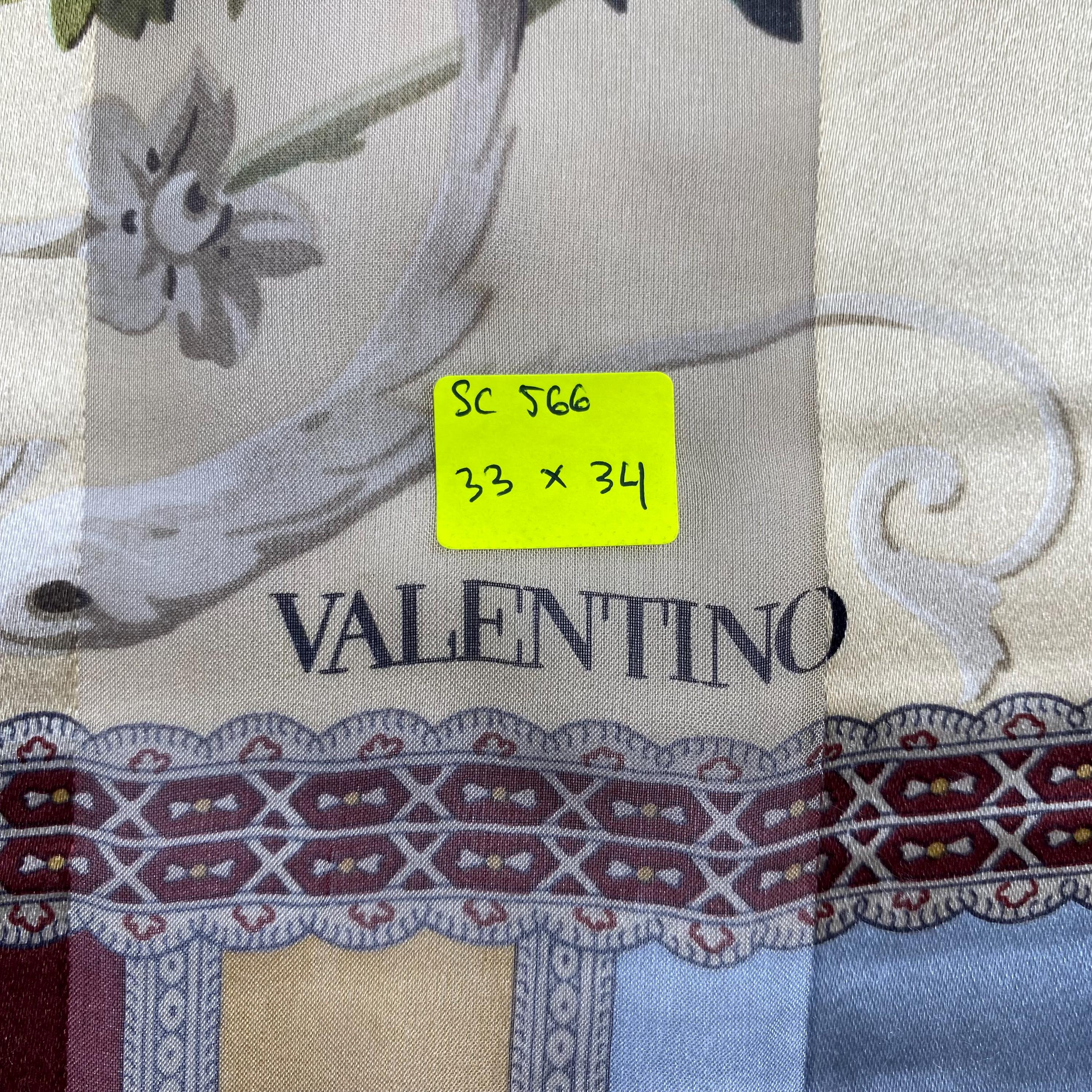Foulard Carré Valentino Authentique En Soie 100% - Motif Géométrique Multicolore, Vintage Et D'occasion