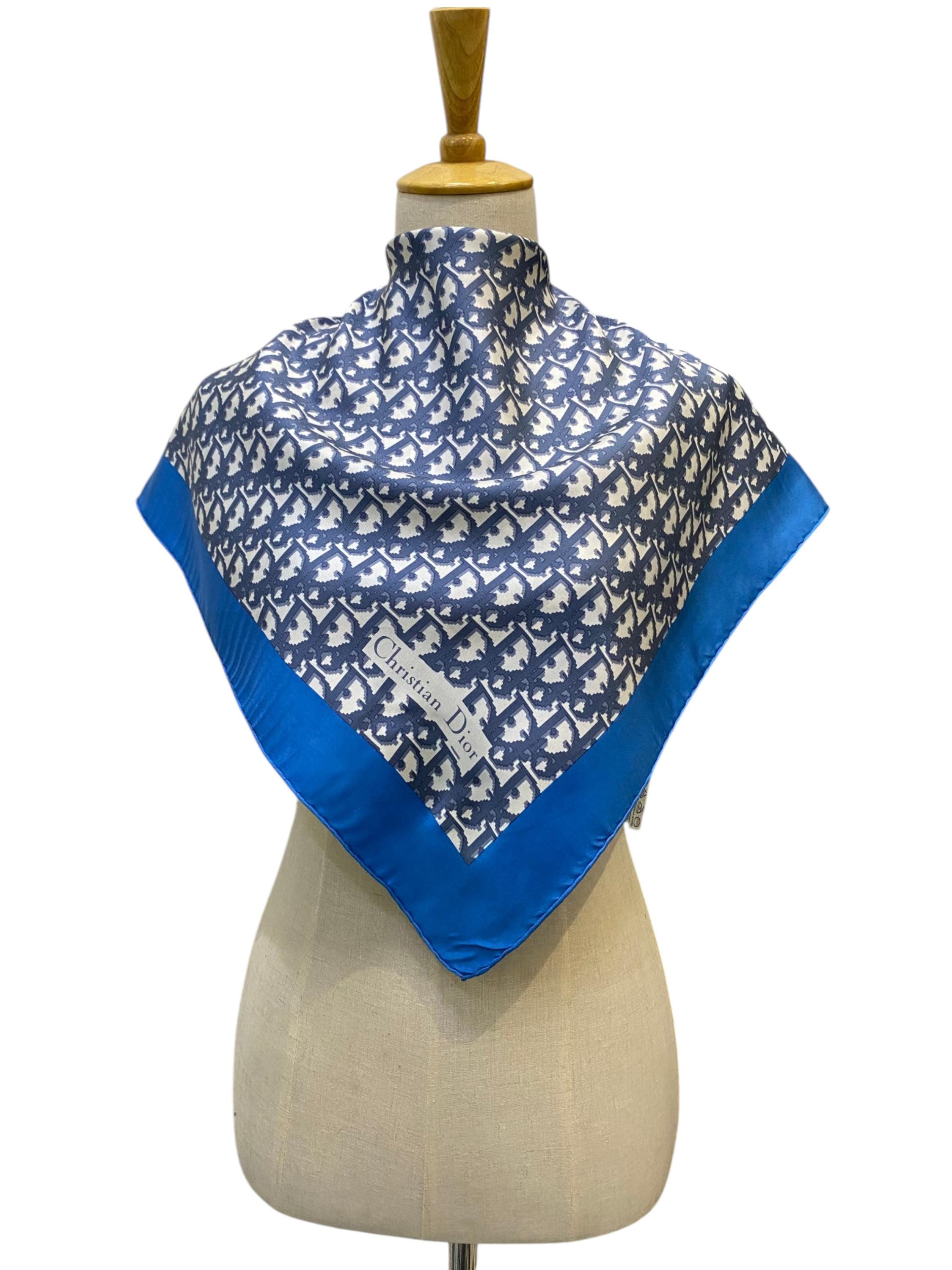 クリスチャンディオール　シルクマフラー Vintage Christian Dior Silk Scarf Christian Dior Oblique Silk