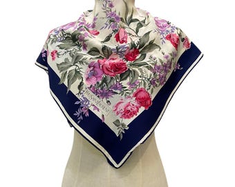 Vintage Yves Saint Laurent Silk Scarf Flower Pink Scarves  display picture 1