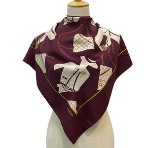 Vintage Chanel Silk Scarf , Chanel Silk Muffler, Vintage Chanel Shawl, Chanel Silk Neckerchief, Vintage Chanel Scarf, Chanel Paris Scarf