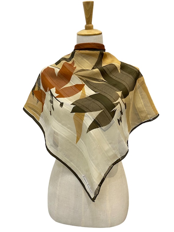 Foulard Carré En Soie 100% Vintage - Marque Saldarini & Rusconi - Motif Empreinte Animale Multicolore