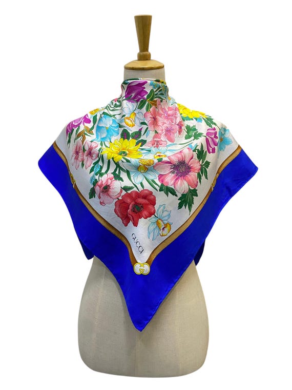 Vintage Gucci Silk Scarf Gucci Silk Muffler Gucci Neck Scarf Gucci