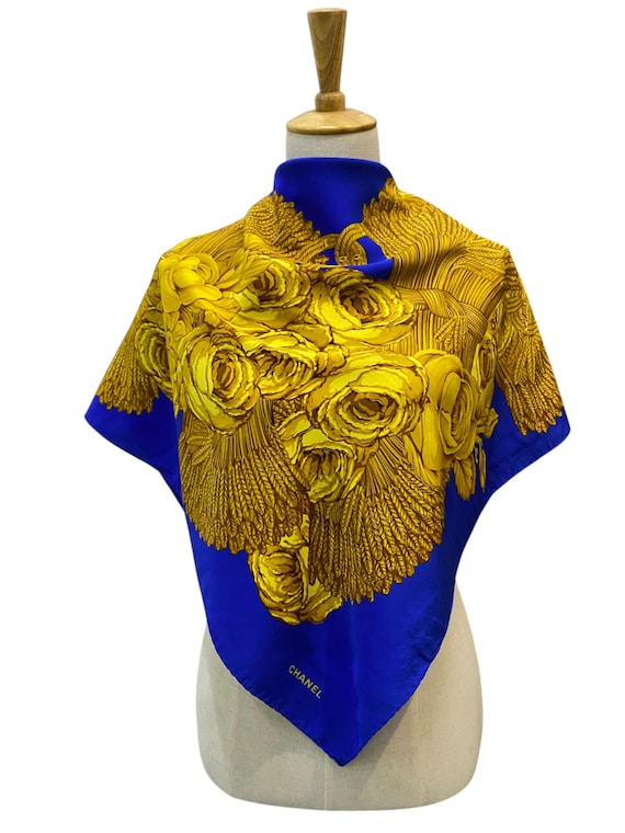 Vintage Chanel Silk Scarf , Chanel Silk Muffler, Vintage Chanel