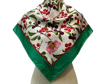 Pañuelo de seda vintage de Valentino, bufanda de Valentino, chal de seda vintage de Valentino, pañuelo de flores de Valentino, pañuelo de seda para mujer, pañuelo de seda para hombre