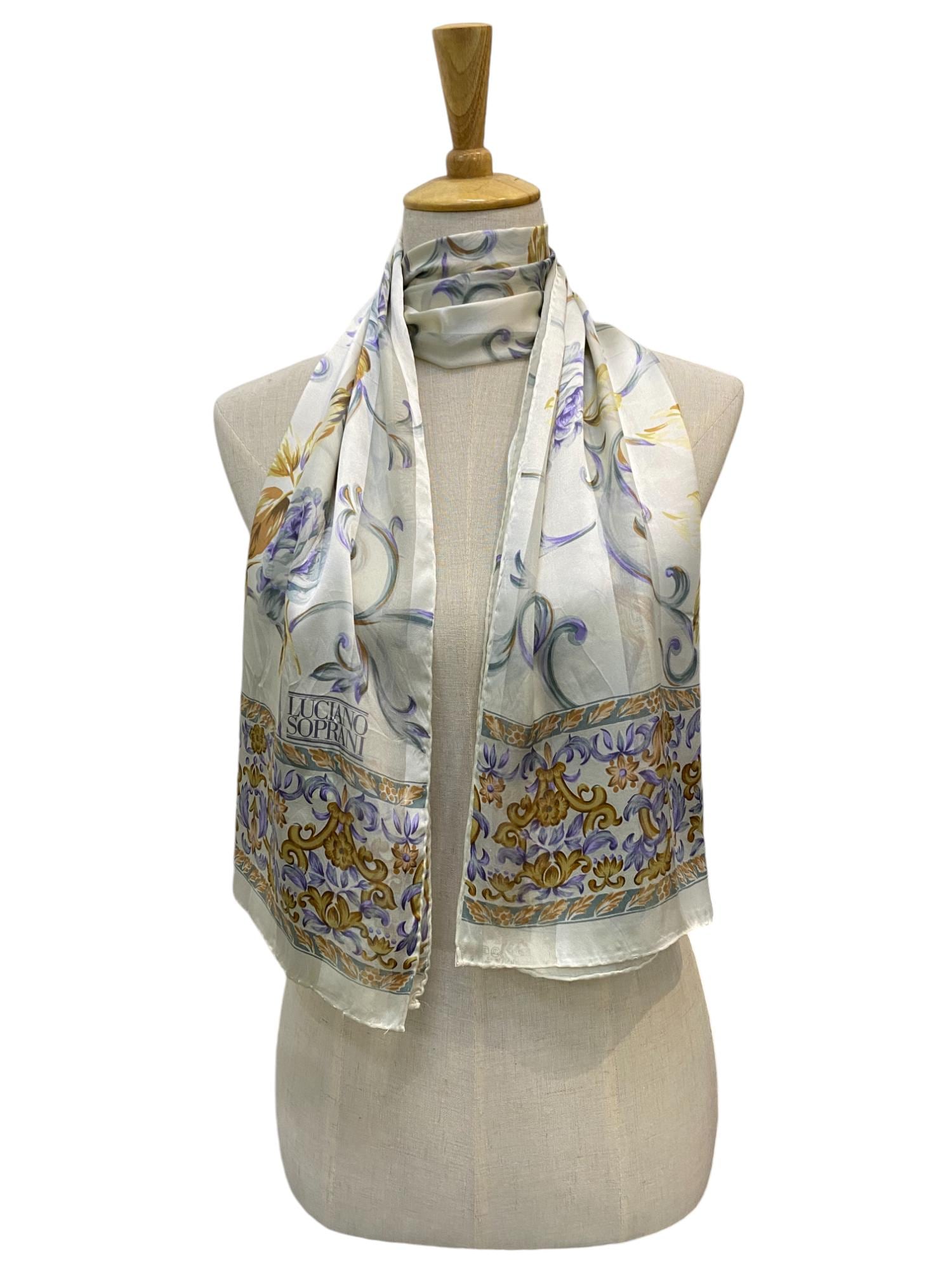 Vintage Luciano Soprani Silk Scarf, Luciano Soprani Silk Stole 