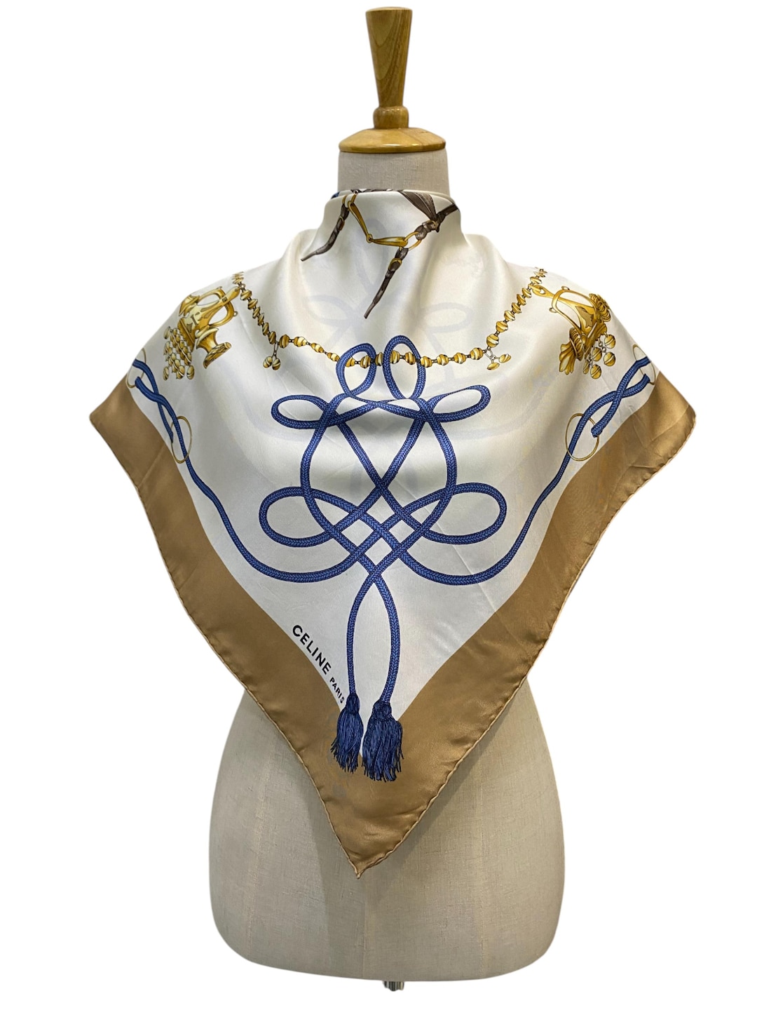 Vintage Celine Silk Scarf, Celine Silk Muffler, Vintage Celine
