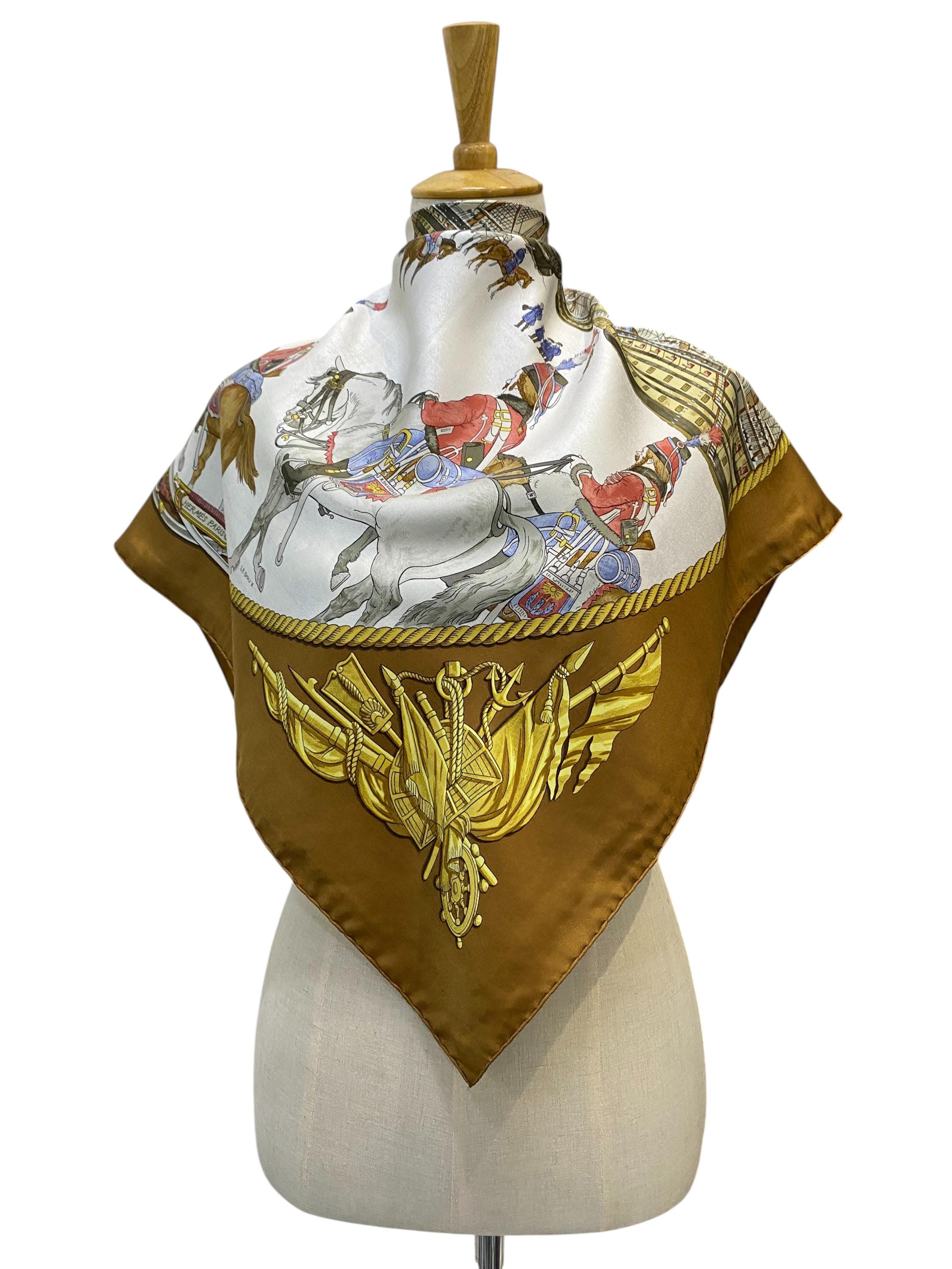 Vintage Hermes Marine Et Cavalerie Silk Scarf Hermes Silk Scarf