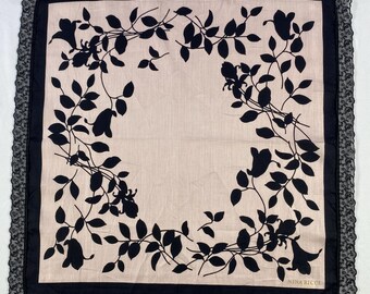 Vintage Nina Ricci Handkerchief, Cotton Bandana, Vintage Paisley Pocket Square, Floral Scarf, Luxury Neck Scarf, Cotton Pocket Square