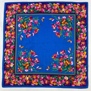 Vintage Kenzo näsduk, bomullsbandana, vintage paisleynäsduk, blommig halsduk, lyxig halsduk, bomullsnäsduk