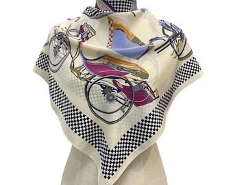 Vintage Silk Scarf, Twill Silk Scarf, Vintage Silk Muffler, Vintage Neck Scarf, Vintage Neck Accessories, Vintage Italian Silk Scarf