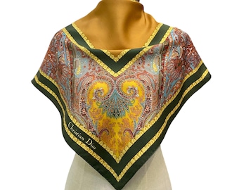 Vintage Christian Dior Silk Scarf Christian Dior Oblique Silk