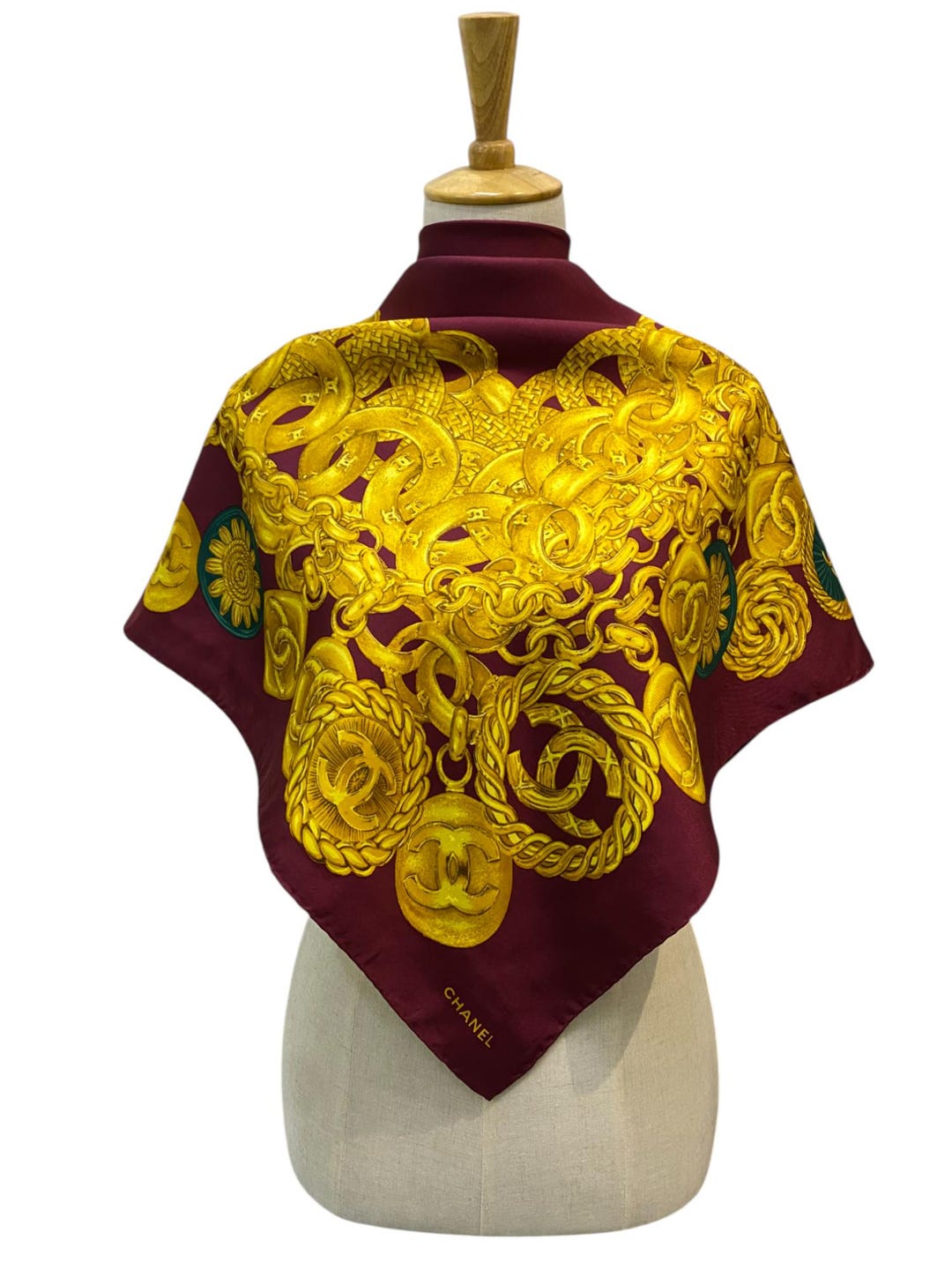 Vintage Chanel Silk Scarf , Chanel Silk Muffler, Vintage Chanel
