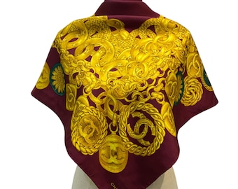 Bufanda de seda vintage de Chanel, bufanda de seda de Chanel, chal vintage de Chanel, pañuelo de seda de Chanel, bufanda vintage de Chanel, bufanda de Chanel París