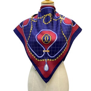 Vintage Cartier Silk Scarf, Must De Cartier Silk Scarf, Vintage Luxury Scarf, Cartier Silk Muffler, Vintage Must De Cartier Neck Scarf