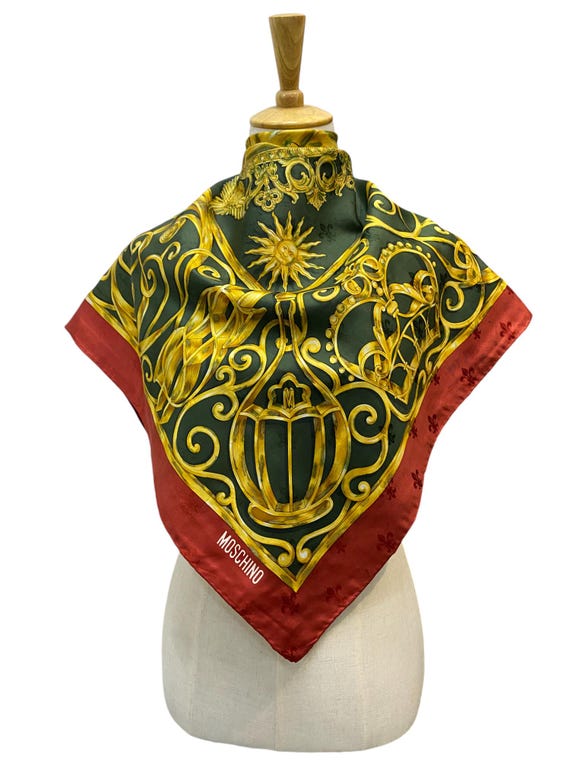 Foulard Moschino En Soie - Occasion Multicolore, écharpe Luxe Vintage