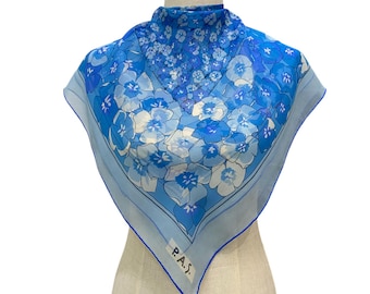 Vintage Pas Silk Scarf, Twill Silk Scarf, Vintage Silk Muffler, Vintage Neck Scarf, Vintage Neck Accessories, Vintage Italian Silk Scarf