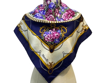 Vintage Marelli Silk Scarf, Twill Silk Scarf, Vintage Silk Muffler, Vintage Neck Scarf, Vintage Neck Accessories, Vintage Italian Silk Scarf