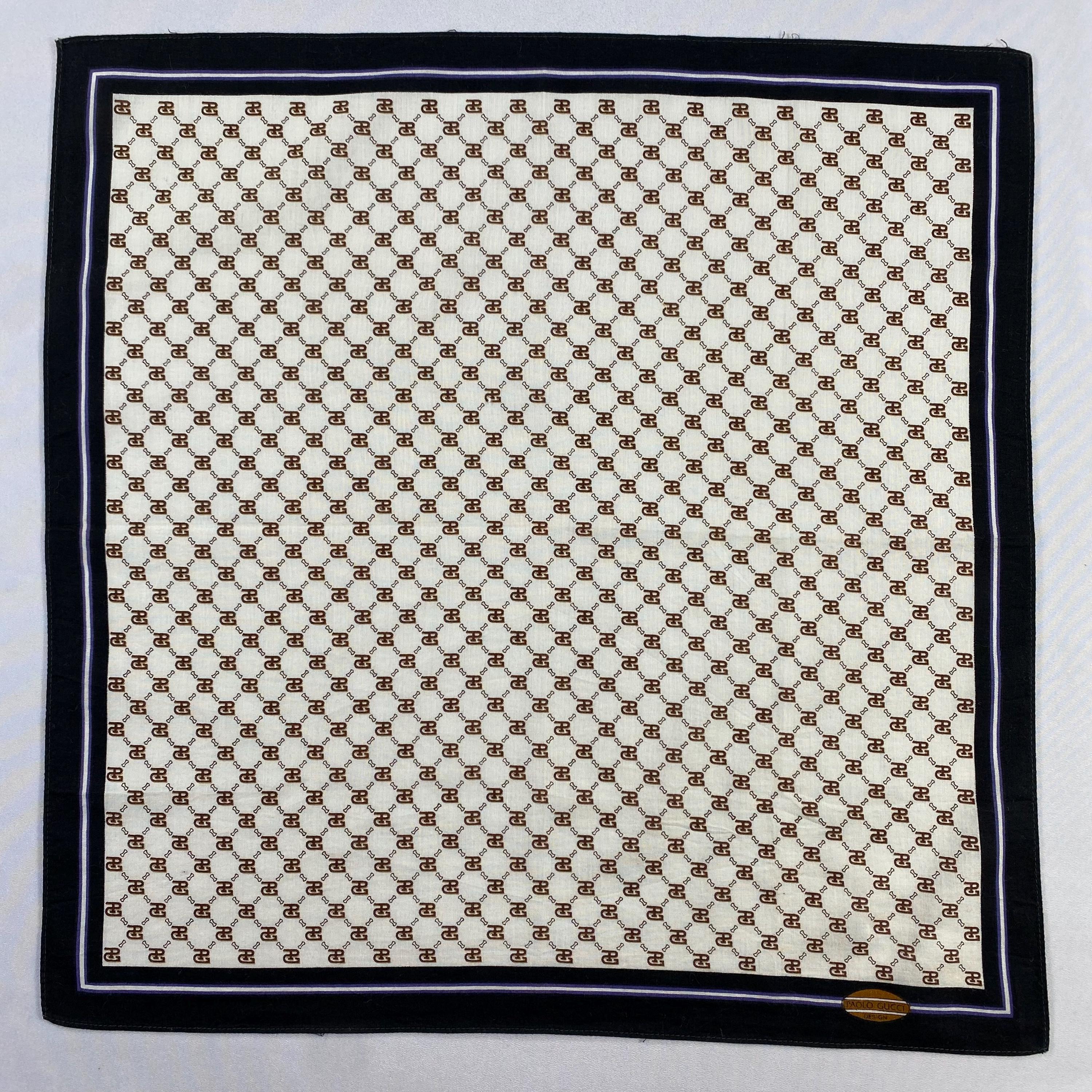 Vintage Paolo Gucci Handkerchief, Paolo Gucci Head Scarf, Vintage Paolo Gucci Bandana, Paolo Gucci Neck Scarf, Paolo Gucci Square Hankies