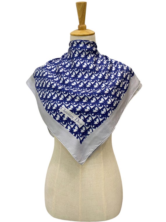 Christian Dior ヴィンテージ シルクスカーフ ネイビー・ブルー Vintage Christian Dior Silk Scarf Christian Dior Shawl Dior Silk