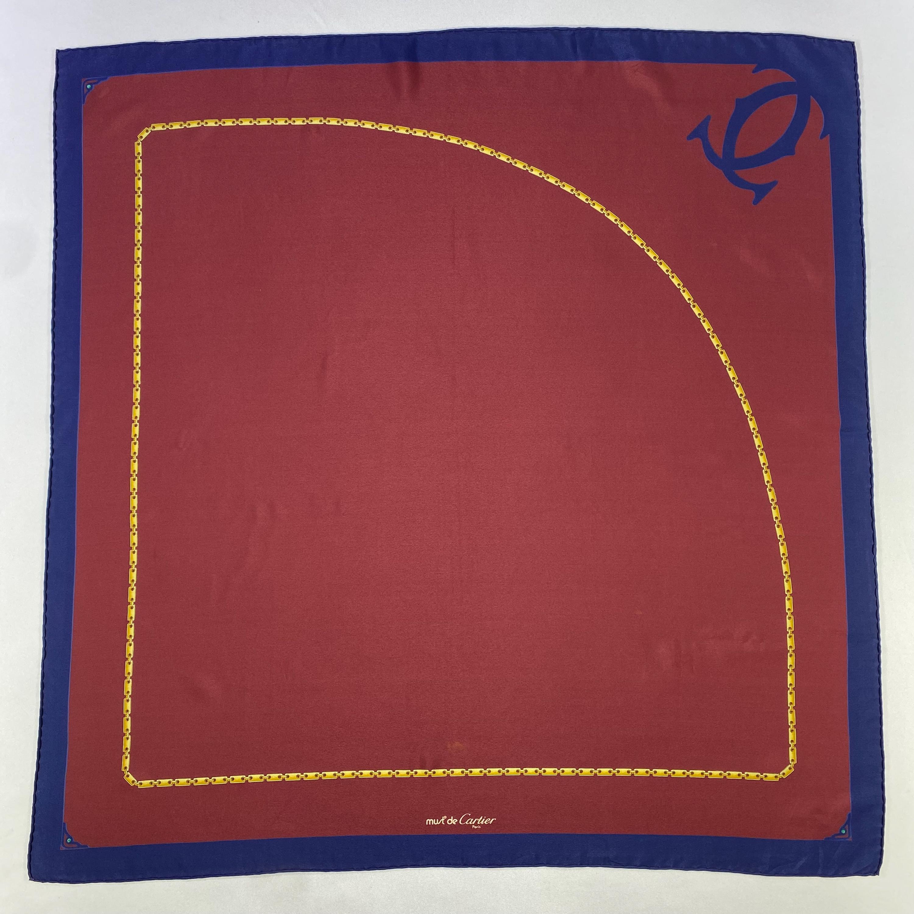 ヴィンテージ カルティエ シルク スカーフ、マスト ドゥ カルティエ