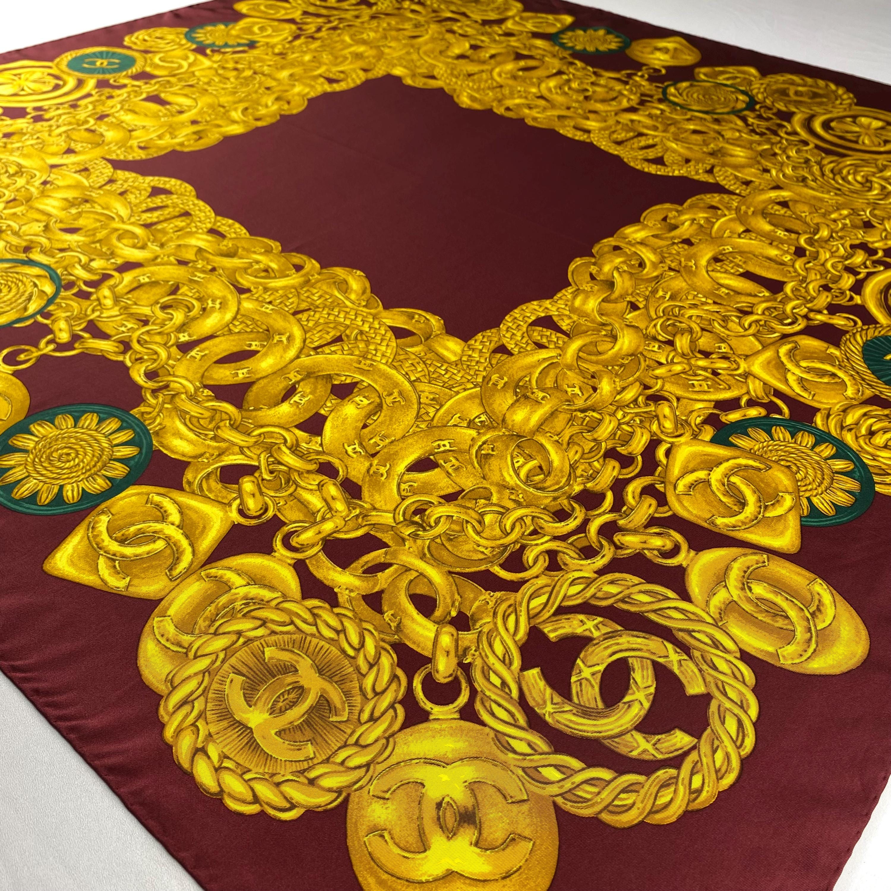 Vintage Chanel Silk Scarf , Chanel Silk Muffler, Vintage Chanel